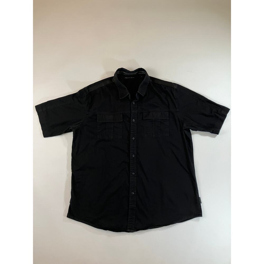 Sean John Men's 3XL Black Utility Shirt Short Sleeve Button Up Cotton Y2K